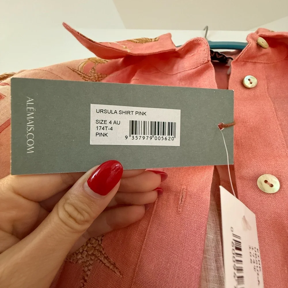 Alemais Pink and Gold Linen Shirt - Picture 5 of 12